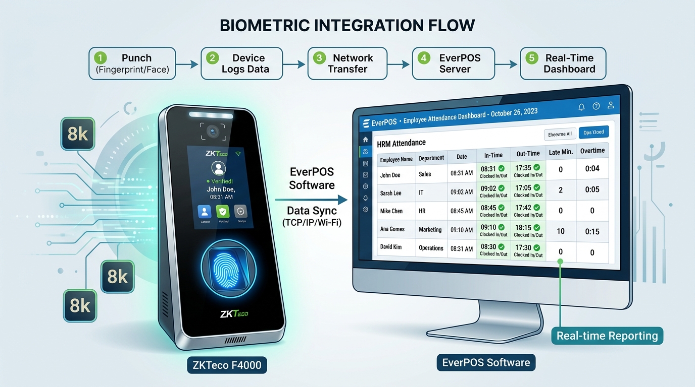 ZKTeco Biometric Integration Flow and Screen